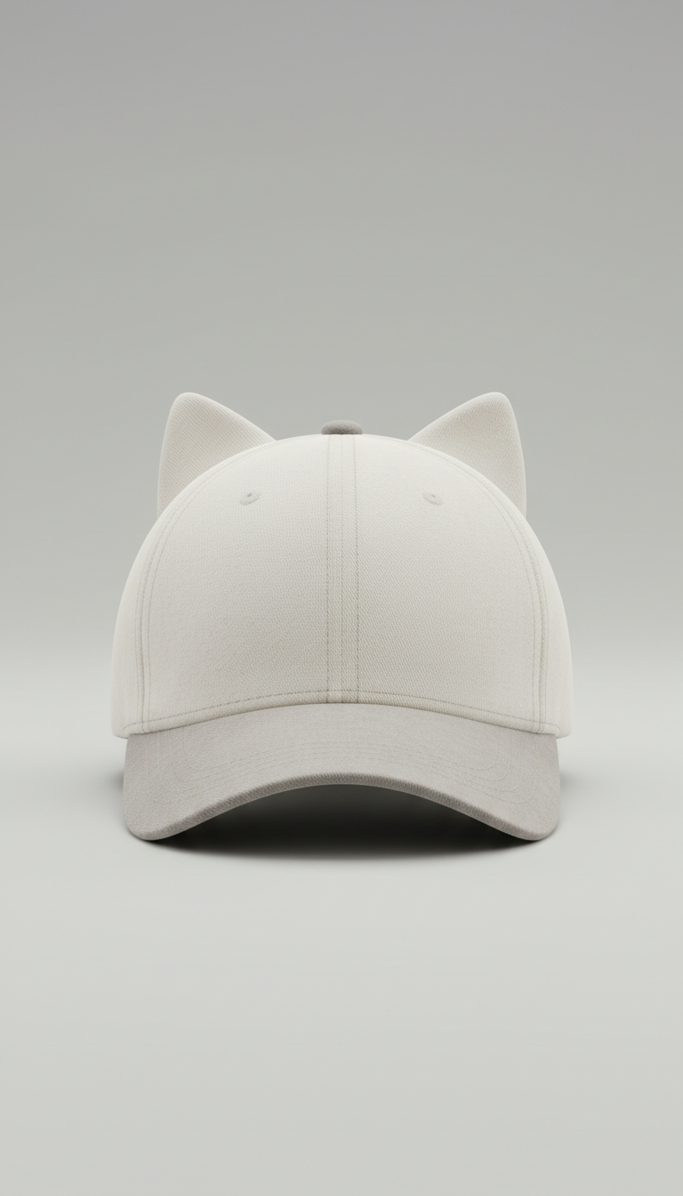 Casquette oreilles de chat blanc voilé
