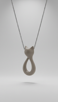 Collier pendentif chat minimaliste taupe perle